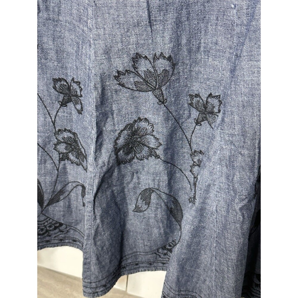 VGC J. Jill Floral Embroidered 100% Cotton A Line Midi Skirt Size 14Petite - Picture 3 of 14